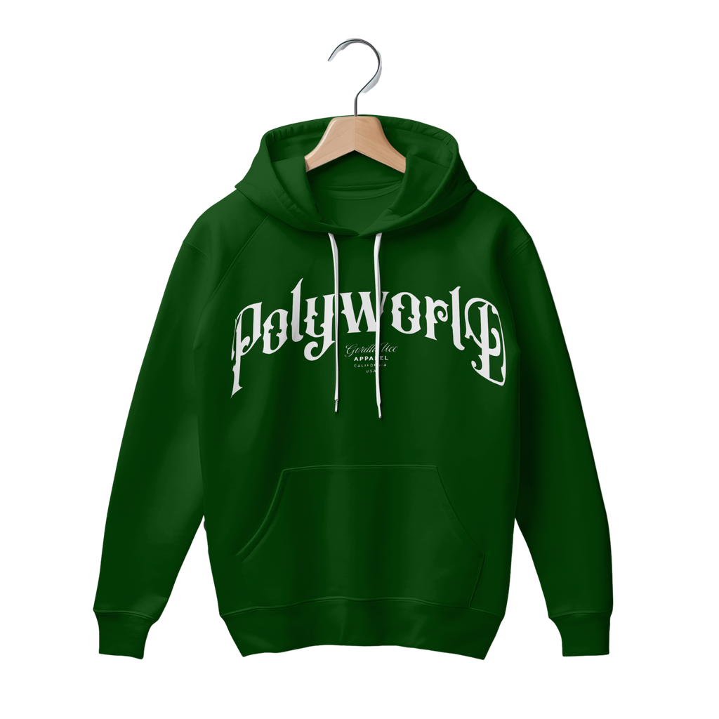 Poly World front "Puff Print" hoodies
