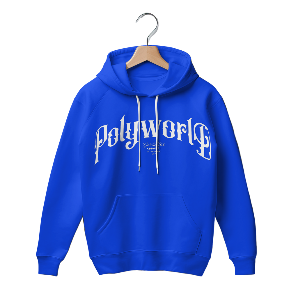Poly World front "Puff Print" hoodies