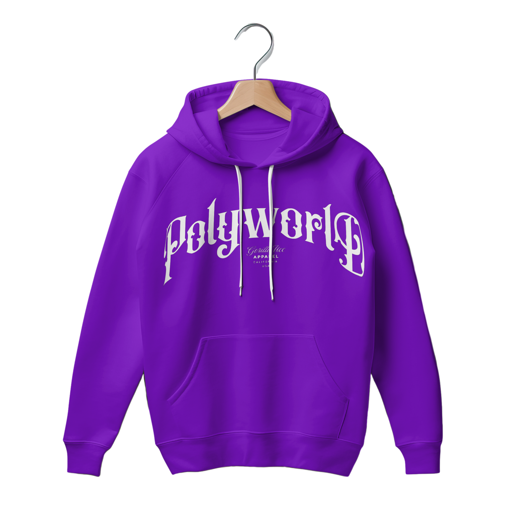 Poly World front "Puff Print" hoodies