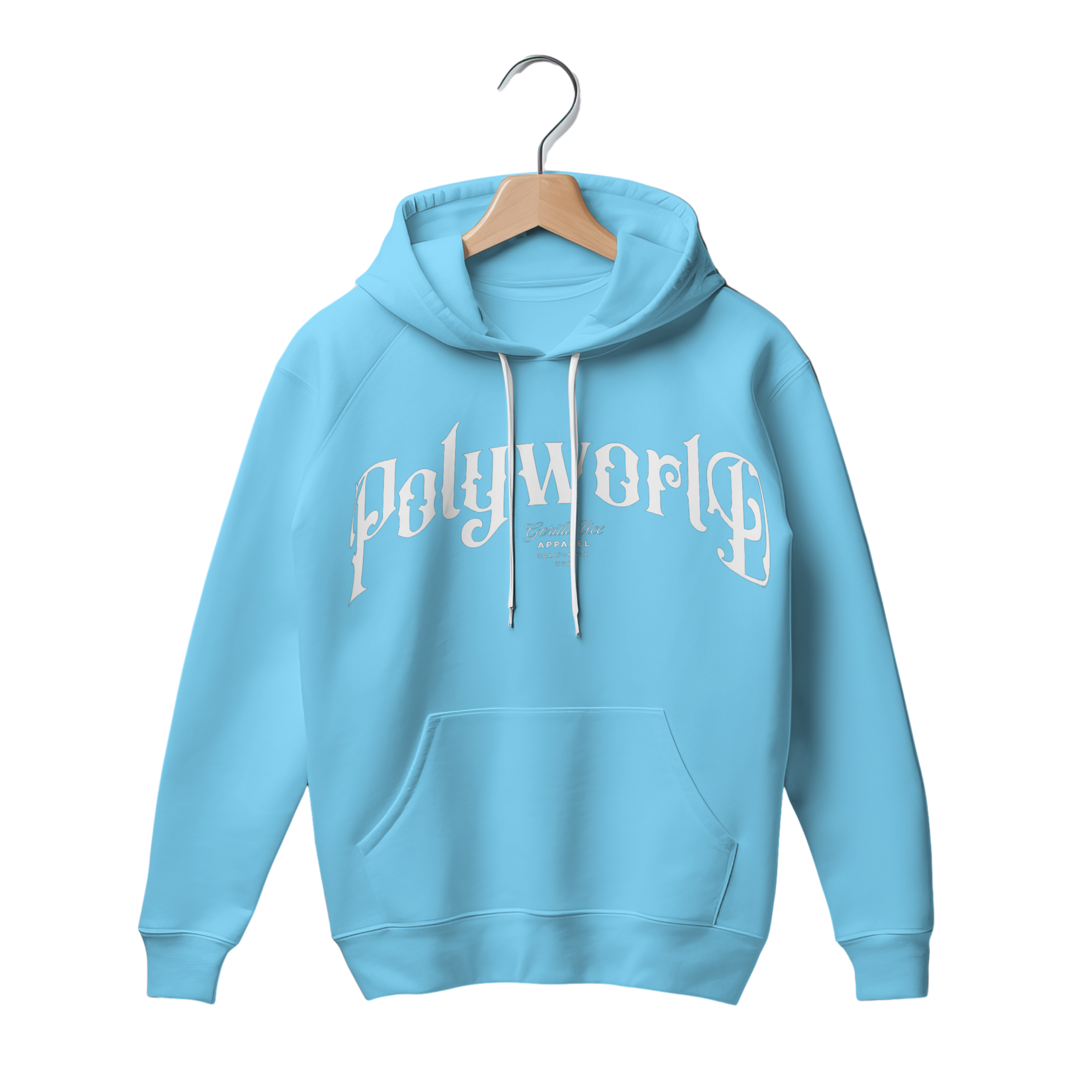 Poly World Baby blue color way hoodie "Regular Print"