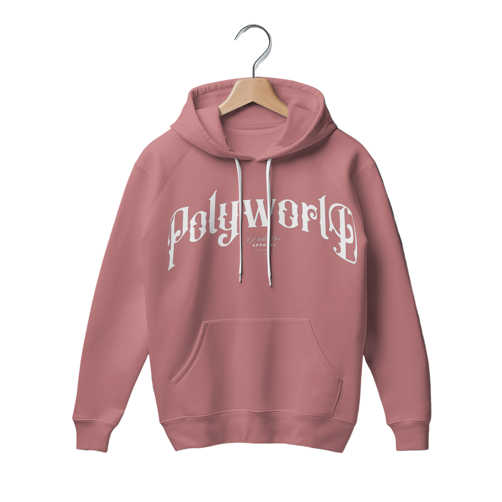 Poly World front "Puff Print" hoodies