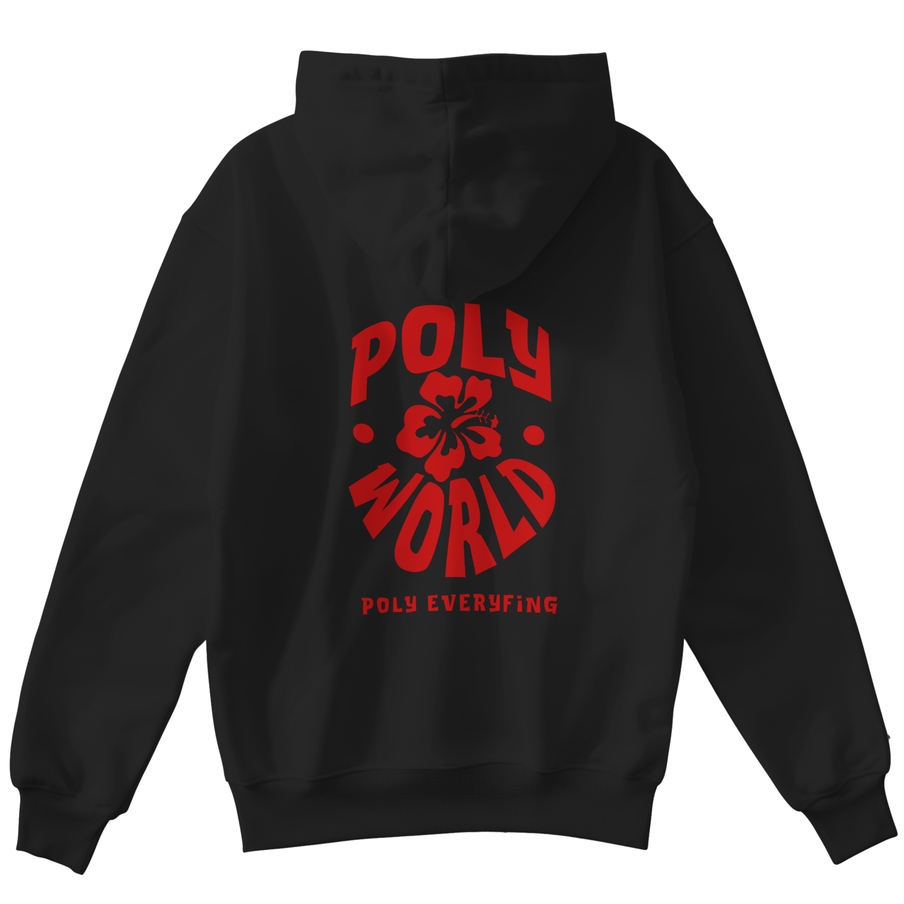Black Poly World hoodie with Red "Regular Print"