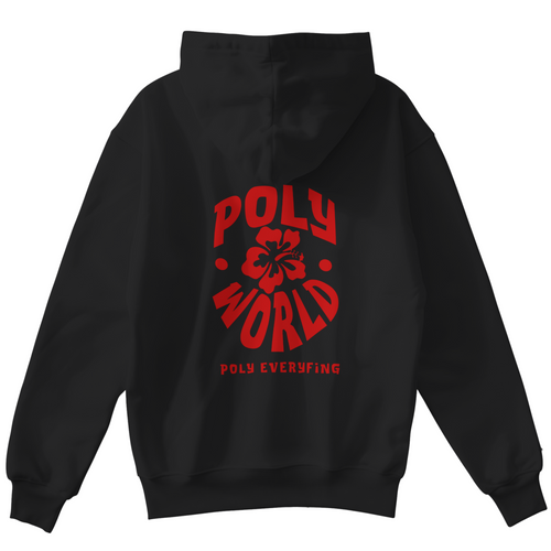 Black Poly World hoodie with Red "Regular Print"